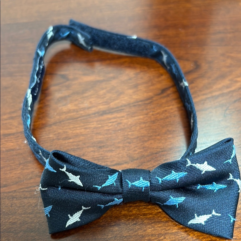 Kids Navy Shark Bow Tie